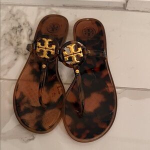 Tory Burch Brown Sandals with Gold Accent